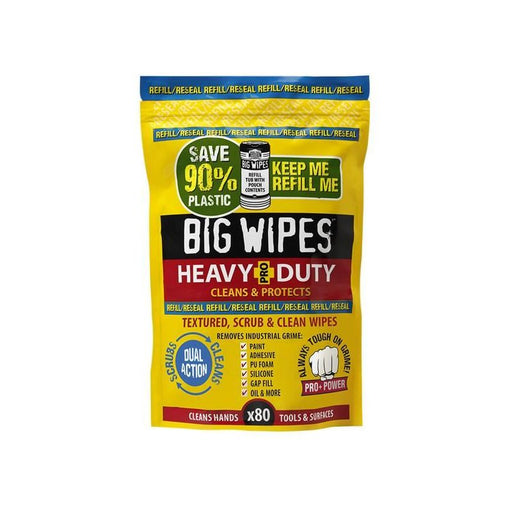 Big Wipes Heavy-Duty Pro+ Antiviral Wipes (Refill Pouch 80 Wipes) Big Wipes - RockBottom Northampton