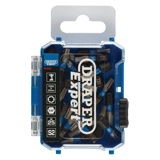 Draper 05692 Draper Expert TX-STAR® Impact Screwdriver Bits, T20 x 25mm, 1/4" Hex (Pack of 25)