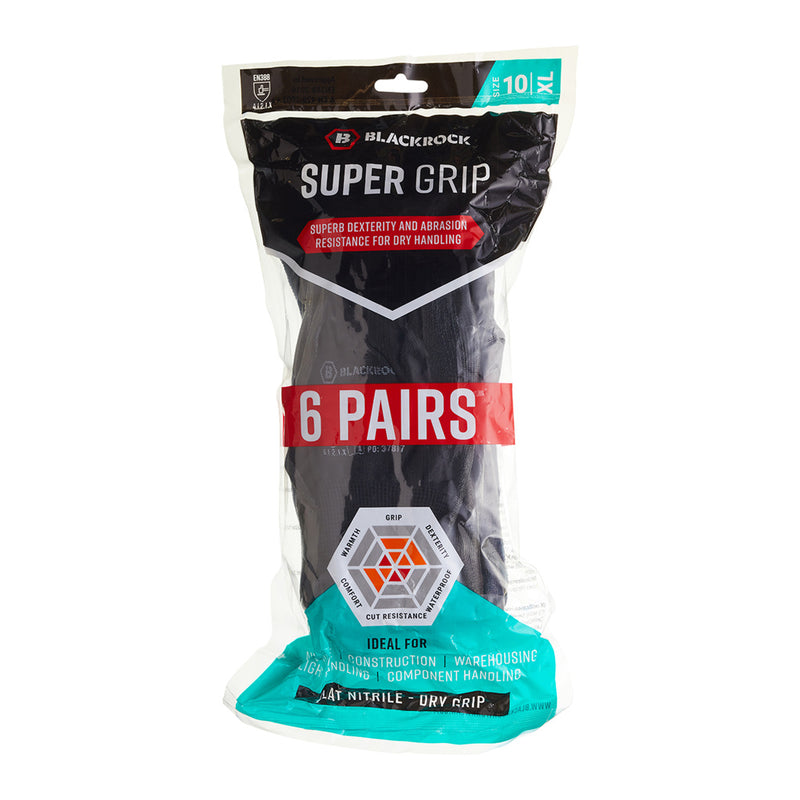 Blackrock Super Grip Gloves Pack 6 Pairs - size 9/L