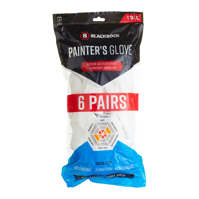 Blackrock Painter's Lightweight PU Gripper Gloves Pack 6 Pairs - size 10/XL