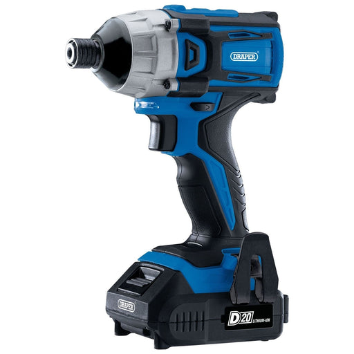 Draper 86958 D20 20V Brushless Impact Driver, 1/4" Hex, 180Nm, 2 x 2.0Ah Batteries, 1 x Charger
