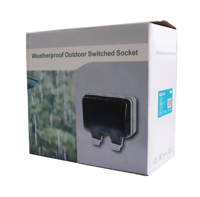 Securlec Double Outdoor Weatherproof 2 Gang Switched Socket With USB-A & USB-C IP66