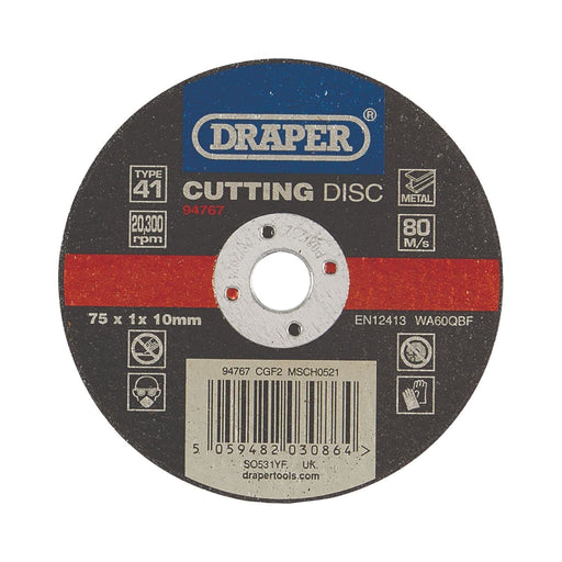 Draper 94767 Metal Cutting Disc, 75 x 1 x 10mm