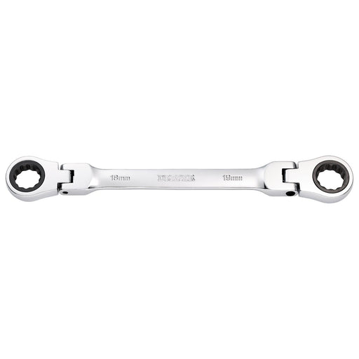 Draper HI-TORQ Metric Flexible Head Double Ring Ratchet Spanner, 18 x 19mm Draper - Town Tools