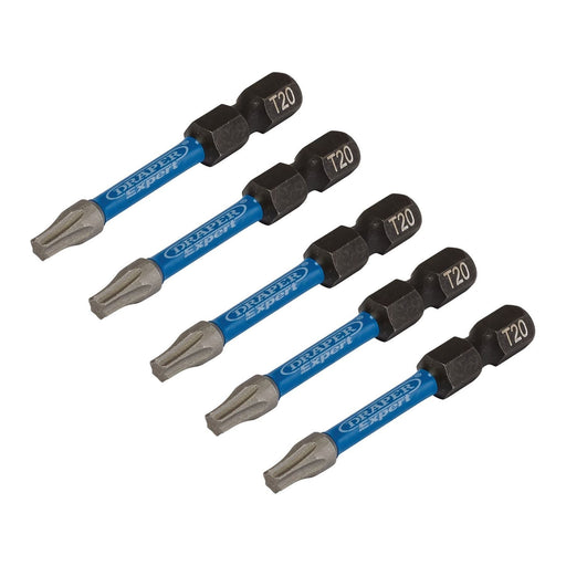 Draper 05652 Draper Expert TX-STAR® Impact Screwdriver Bits, T20 x 50mm, 1/4" Hex (Pack of 5)