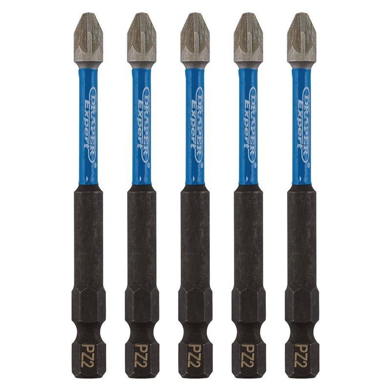 Draper 05675 Draper Expert PZ-Type Impact Screwdriver Bits, No.2 x 75mm, 1/4" Hex (Pack of 5)