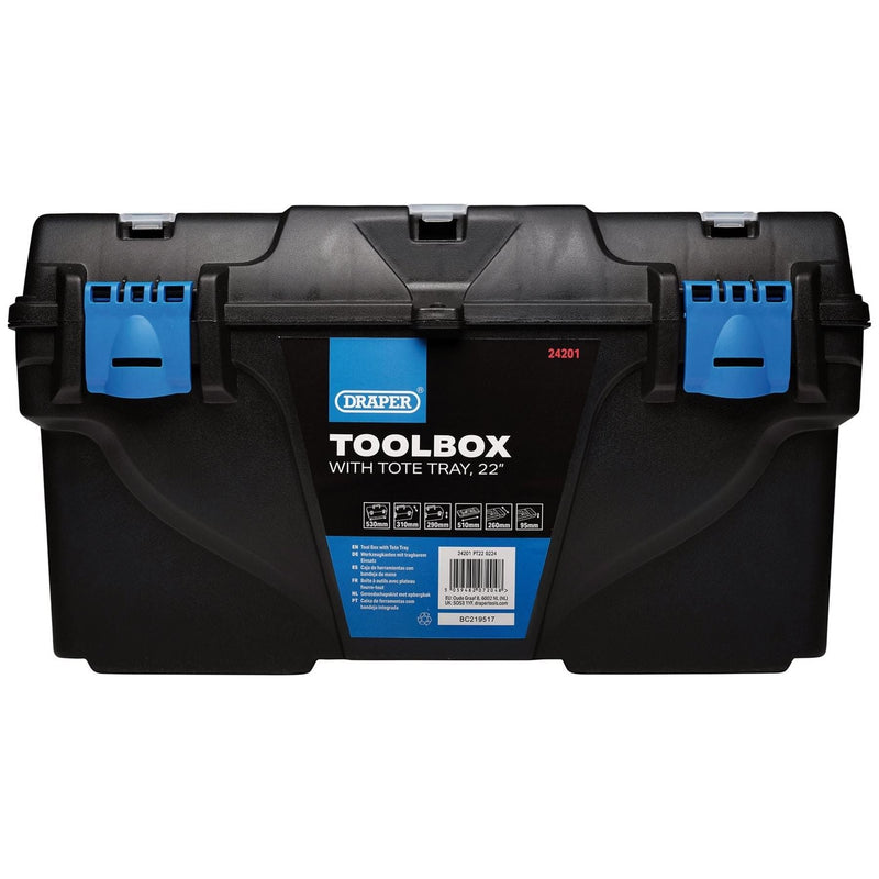 Draper Plastic Toolbox with Tote Tray, 22" Draper - Town Tools