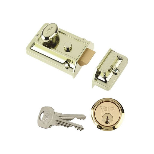 Yale Locks P77 Traditional Nightlatch 60mm Backset Brasslux Finish Visi Yale Locks - RockBottom Northampton