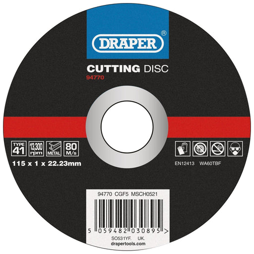 Draper 94770 Metal Cutting Disc, 115 x 1 x 22.23mm