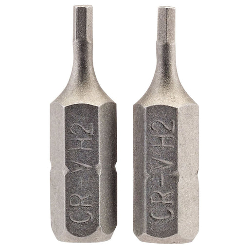 Draper Hexagonal Insert Bit, 2mm, 1/4" Hex, 25mm Long (Pack of 2) 63945 Draper - Town Tools 