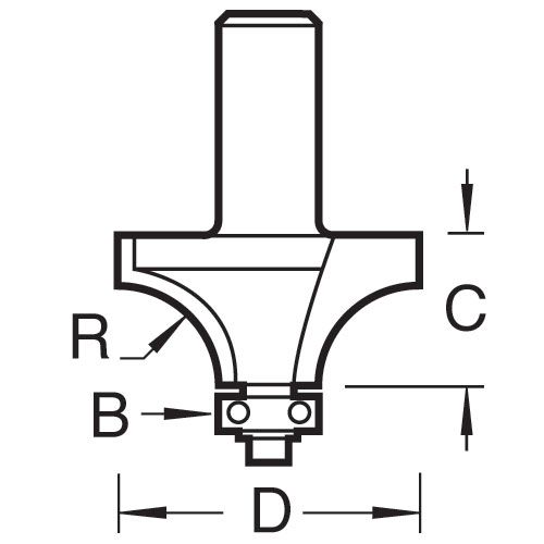 90/28X1/2TC - Bull nose combination cutter
