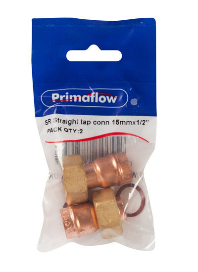 PrimaPack SR Straight tap conn 15mmx1/2" - PK 2