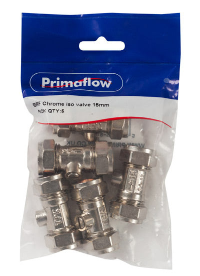 PrimaPack Chrome Isolating Valve 15mm - WRAS - PK 5