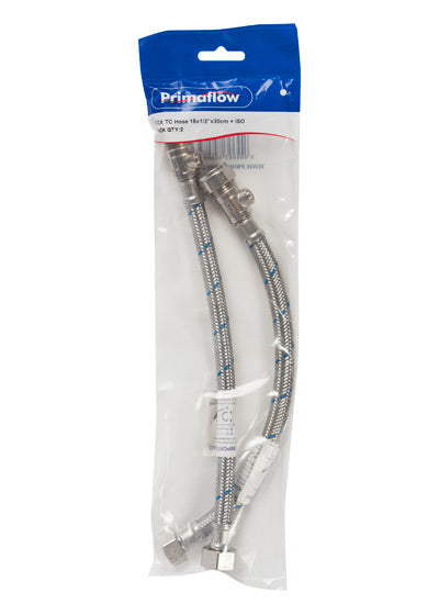 PrimaPack Flexible Tap Connector 15 x1/2"x300mm + Iso Valve - PK 2
