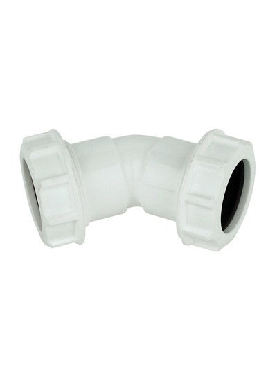 KwikPak compression waste 45 deg bend - white 40mm
