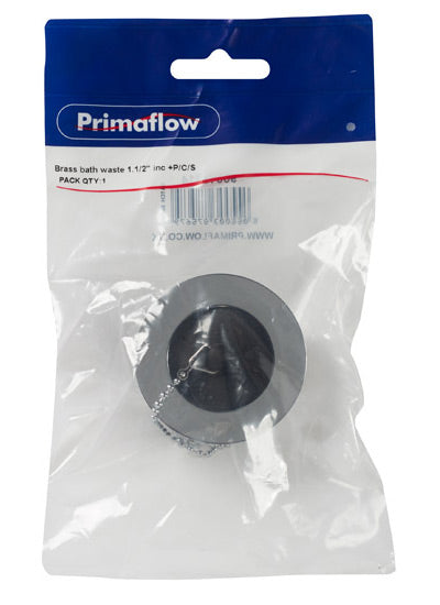 PrimaPack Brass Bath Waste 1.1/2" + Plug; Chain & Stay