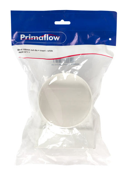 KwikPak ventilation bend 100mm outside dia + insert  - white