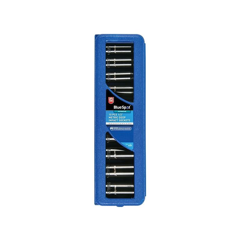 Bluespot Tools 1/2in Metric Deep Impact Socket Set 10-24mm, 10 Piece BlueSpot Tools - RockBottom Northampton