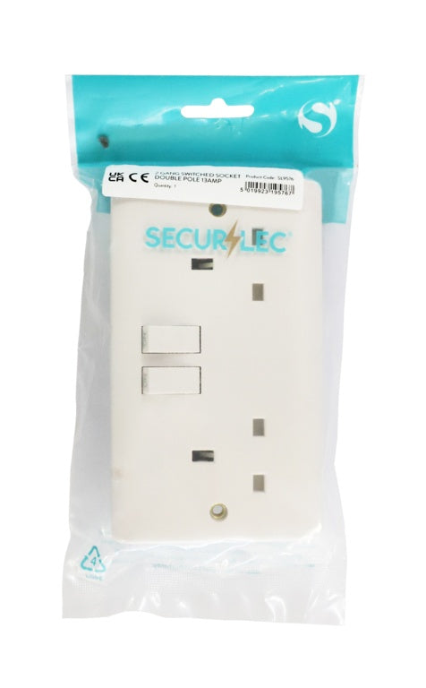 Securlec 2 Gang Switched Socket Double Pole Round Edge