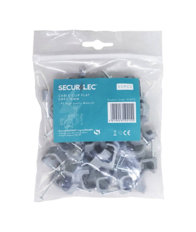 Securlec Flat Cable Clips Grey 10mm 40 Piece