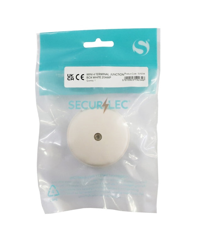 Securlec Mini 4 Terminal Junction Box White 20A 58mm