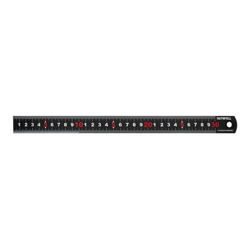 Faithfull Matt Black Stainless Steel Measuring Rule 300mm Faithfull - RockBottom Northampton