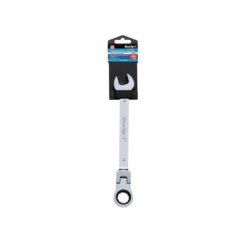 Bluespot Tools 180° Flexible Head Ratchet Spanner 19mm BlueSpot Tools - RockBottom Northampton