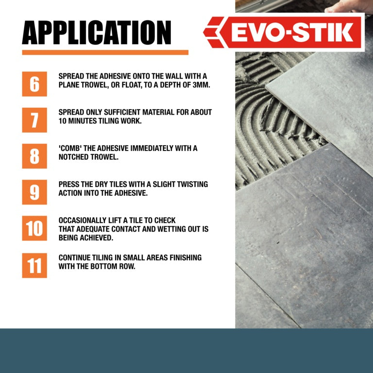 Evo-Stik Floor & Wall Tile Adhesive Fast Set For Wood, Concrete & Plaster 20kg