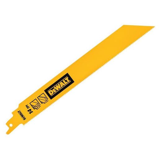 Dewalt Power Tools Bi-Metal 1in High Metal Reciprocating Blade 228mm x 14 TPI (Pack 5) DeWALT Power Tools - RockBottom Northampton