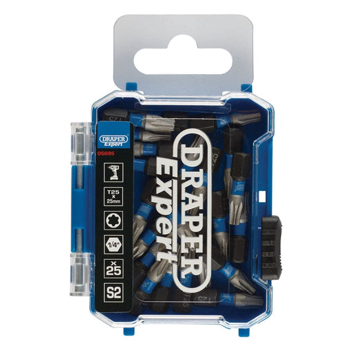 Draper 05695 Draper Expert TX-STAR® Impact Screwdriver Bits, T25 x 25mm, 1/4" Hex (Pack of 25)