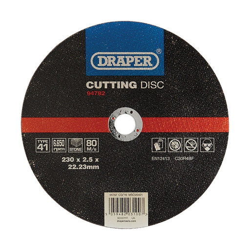 Draper 94782 Flat Stone Cutting Disc, 230 x 2.5 x 22.23mm