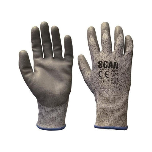 Scan Grey PU Coated Cut 5 Gloves - XXL (Size 11) Scan - RockBottom Nothampton