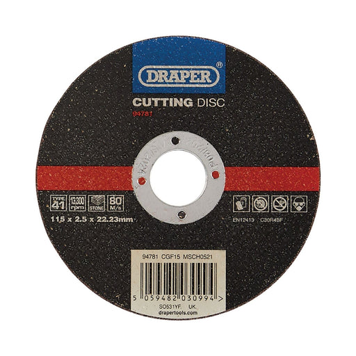 Draper 94781 Flat Stone Cutting Disc, 115 x 2.5 x 22.23mm