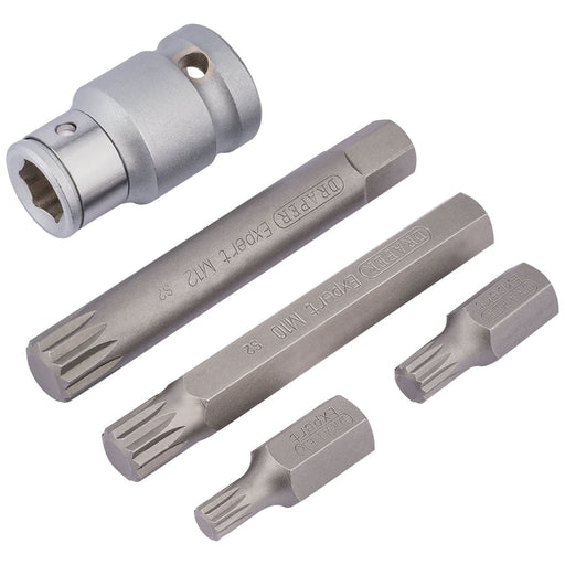 Draper 83567 Draper Expert Spline Bit Set, 1/2" Sq. Dr. (5 Piece)