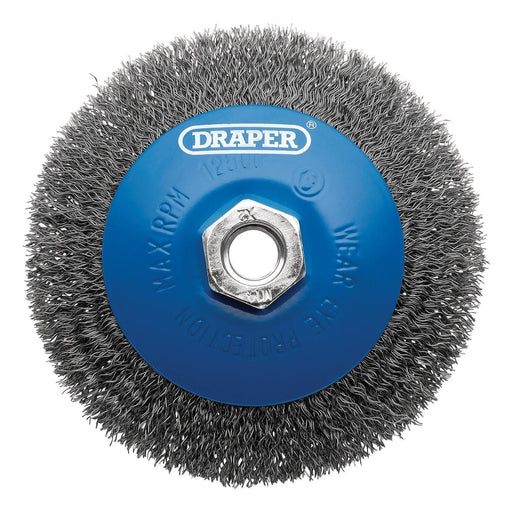 Draper 08065 Steel Bevelled Crimped Wire Wheel Brush, 115mm, M14