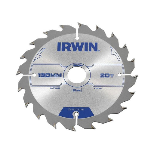 Irwin® Construction Circular Saw Blade 130 x 20mm x 20T ATB IRWIN® - RockBottom Northampton