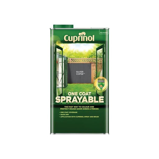 Cuprinol One Coat Sprayable Fence Treatment Silver Copse 5 litre Cuprinol - RockBottom Northampton