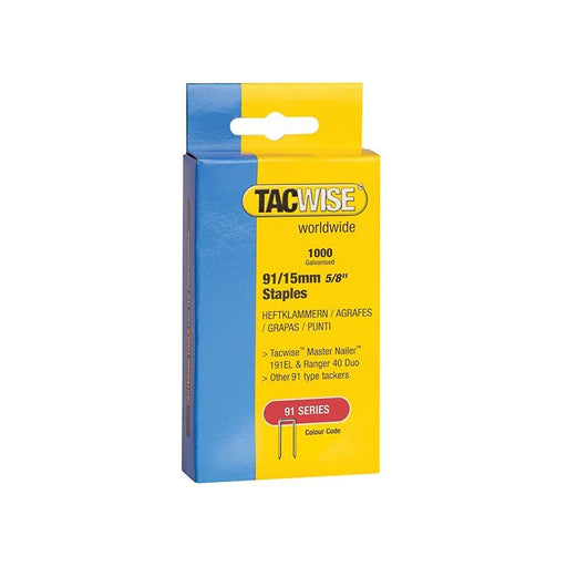 Tacwise 91 Narrow Crown Staples 40mm - Electric Tackers (Pack 1000) Tacwise - RockBottom Northampton