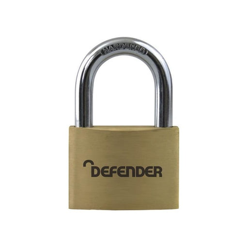 Defender Brass Padlock 50mm Keyed Alike DEFENDER - RockBottom Northampton