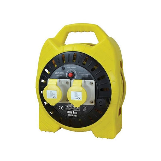 Faithfull Power Plus Semi-Enclosed Cable Reel 110V 16A 2-Socket 15m (1.5mm Cable) Faithfull Power Plus - RockBottom Northampton