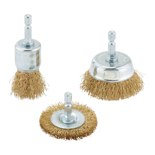 Draper 07435 Brassed Steel Crimped Wire Brush Set (3 Piece)