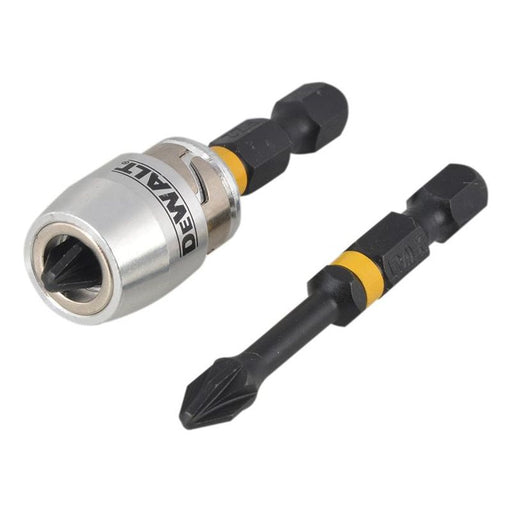 Dewalt Power Tools Impact Torsion Bits PZ2 x 50mm (x2) and Magnetic Screwlock Sleeve DeWALT Power Tools - RockBottom Northampton