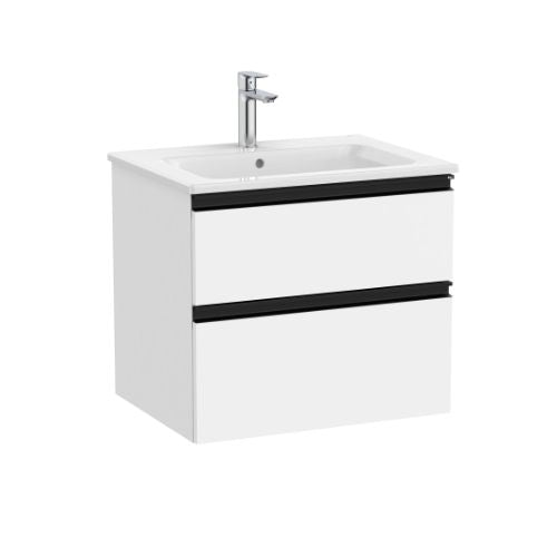 Roca The Gap V/Unit 2 Drw 550mm Matt White / Black Handle - Unit Only