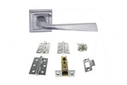 STATUS California Door Handle Pack (Latch Set - 2.5" CE Latch, 3" Fire Rated Hinges x3) - Satin Chrome