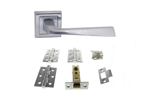 STATUS California Door Handle Pack (Latch Set - 3" CE Latch, 3" Fire Rated Hinges x3) - Satin Chrome