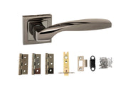 STATUS Oklahoma Door Handle Pack (Latch Set - 3" CE Latch, 3" Fire Rated Hinges x3) - Black Nickel