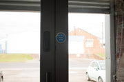 Atlantic Fire Door Keep Clear Disc Sign 3M Adhesive 75mm - Satin Stainless Steel