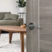 Eco Swell Door Handle Pack (Latch Set - 2.5" CE Latch, 3" Fire Rated Hinges x3) - Satin Chrome/Polished Chrome