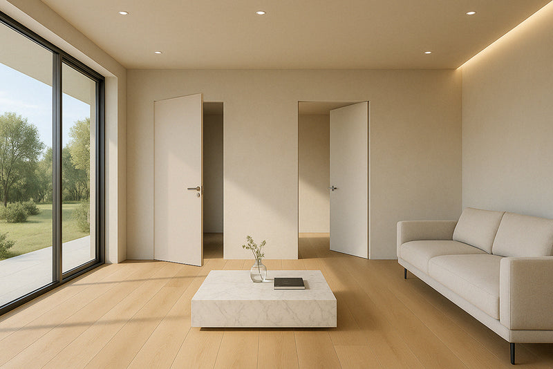 SPECIAL ORDER Ermetika xREVERx Flush Hidden Door System with 613x2103mm White Primed Door - Satin Chrome Latch/Bathroom Accessories