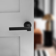 Forme Ginevra Lever Door Handle on Minimal Round Rose - Matt Black